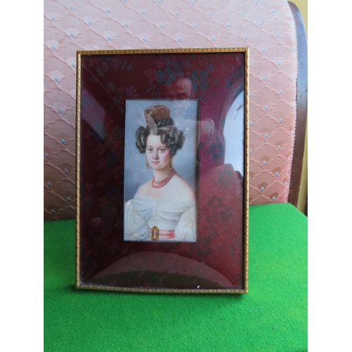 357 - Antique Portrait Miniature of Lady Contained within Ormolu Mounted Frame Approximately 8 Inches High... 