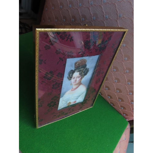 357 - Antique Portrait Miniature of Lady Contained within Ormolu Mounted Frame Approximately 8 Inches High... 