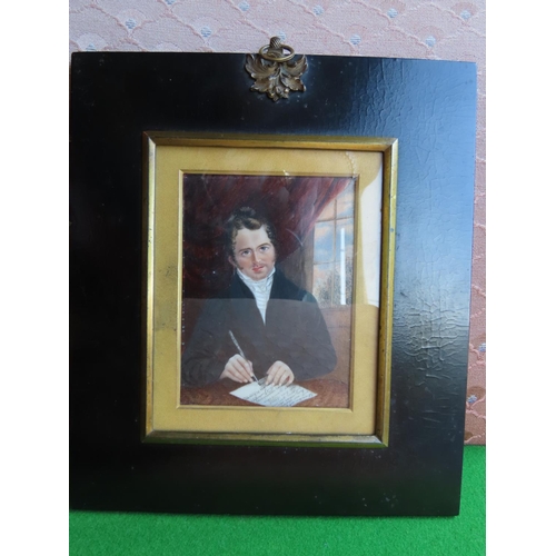 358 - Nineteenth Century Portrait Miniature of Gentleman Finely Detailed Contained within Original Frame