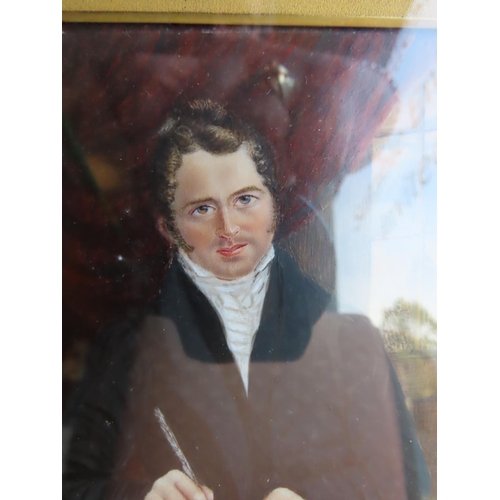 358 - Nineteenth Century Portrait Miniature of Gentleman Finely Detailed Contained within Original Frame