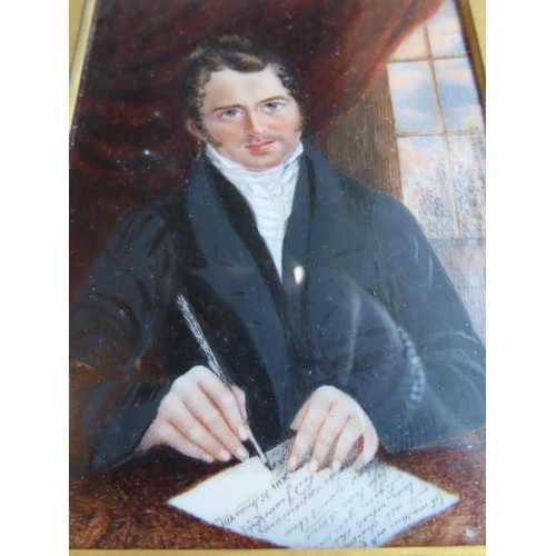 358 - Nineteenth Century Portrait Miniature of Gentleman Finely Detailed Contained within Original Frame