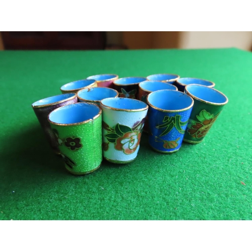 362 - Set of Twelve Cloisonne Decorated Thimbles