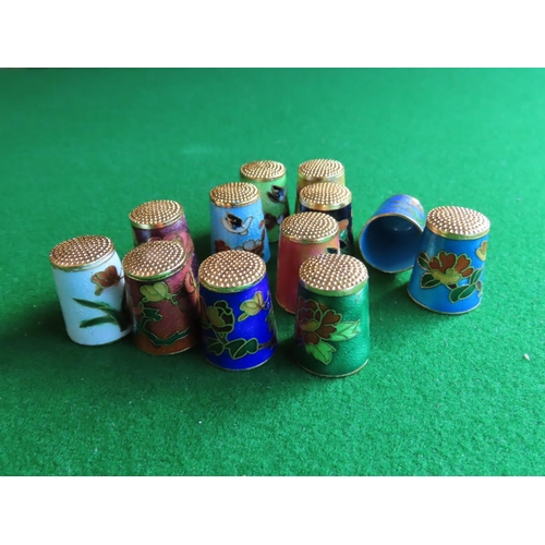 362 - Set of Twelve Cloisonne Decorated Thimbles