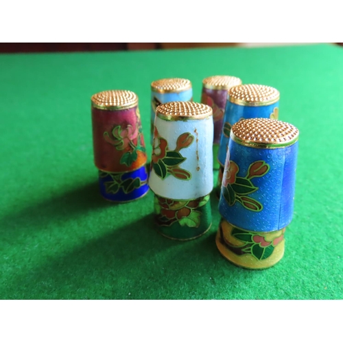 362 - Set of Twelve Cloisonne Decorated Thimbles