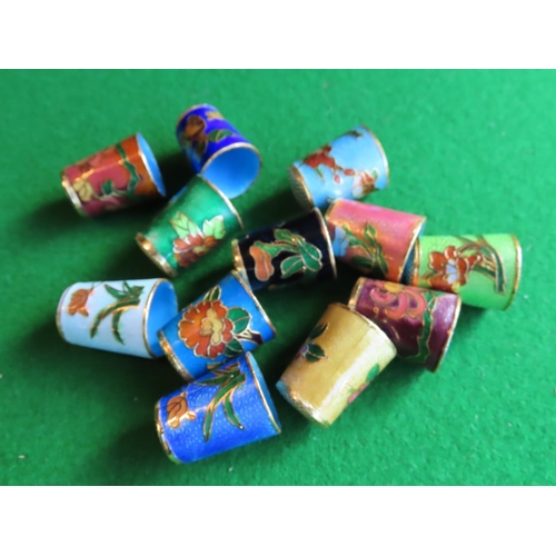 362 - Set of Twelve Cloisonne Decorated Thimbles