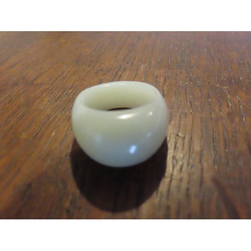 363 - Unusual Jade Carved Ring Size M and a Half