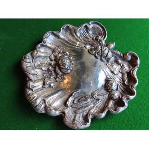 366 - Solid Silver Dish Shaped Form with Floral Motifs Approximately 7 Inches Wide