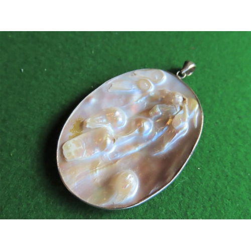 368 - Mother of Pearl Oval Form Pendant Silver Mounted