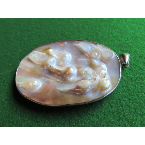 368 - Mother of Pearl Oval Form Pendant Silver Mounted