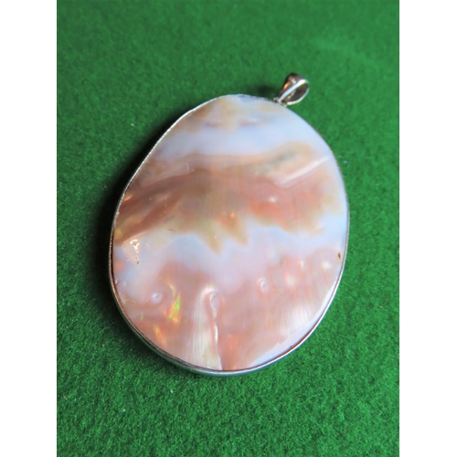 368 - Mother of Pearl Oval Form Pendant Silver Mounted