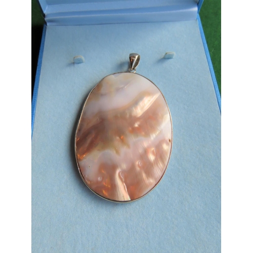 368 - Mother of Pearl Oval Form Pendant Silver Mounted