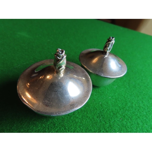 372 - Pair of Tiffany Lidded Salts Neat Form Silver Each Approximately 2 Inches Wide