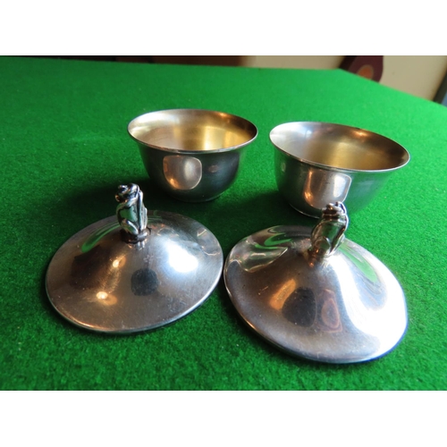 372 - Pair of Tiffany Lidded Salts Neat Form Silver Each Approximately 2 Inches Wide