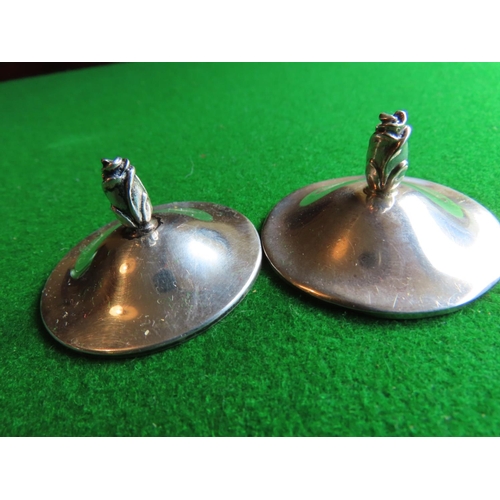 372 - Pair of Tiffany Lidded Salts Neat Form Silver Each Approximately 2 Inches Wide