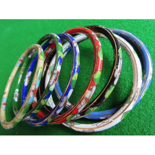 373 - Seven Cloisonne Decorated Ladies Bangles Attractive Colour