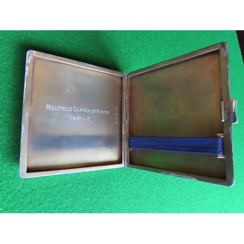 374 - Solid Silver Enamel Decorated Cigarette Case Approximately 5 Inches High