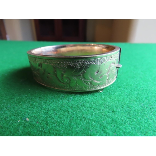 375 - Gold Filled Ladies Bangle with Engraved Decoration Hinged Form