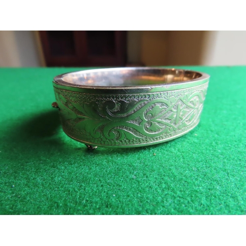 375 - Gold Filled Ladies Bangle with Engraved Decoration Hinged Form