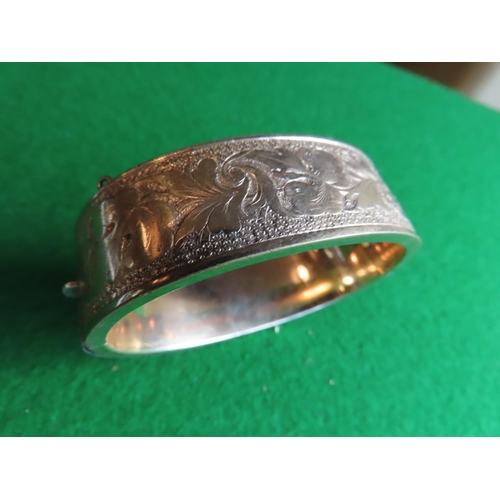 375 - Gold Filled Ladies Bangle with Engraved Decoration Hinged Form