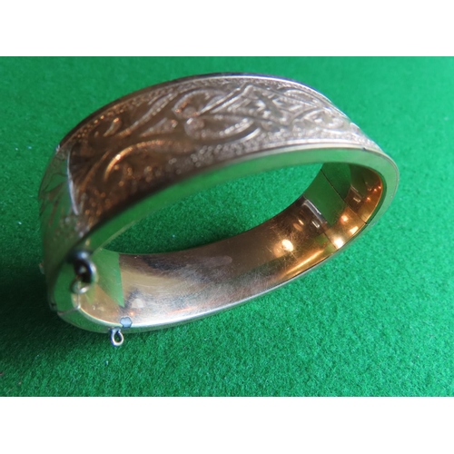 375 - Gold Filled Ladies Bangle with Engraved Decoration Hinged Form