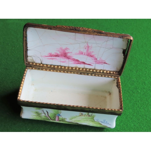 378 - Detailed Porcelain Rectangular Form Box with Ormolu Mounts Approximately 6 Inches Wide