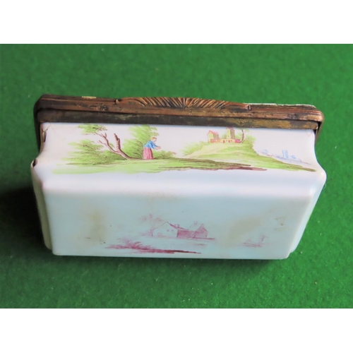 378 - Detailed Porcelain Rectangular Form Box with Ormolu Mounts Approximately 6 Inches Wide