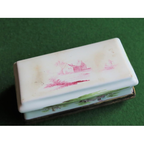 378 - Detailed Porcelain Rectangular Form Box with Ormolu Mounts Approximately 6 Inches Wide