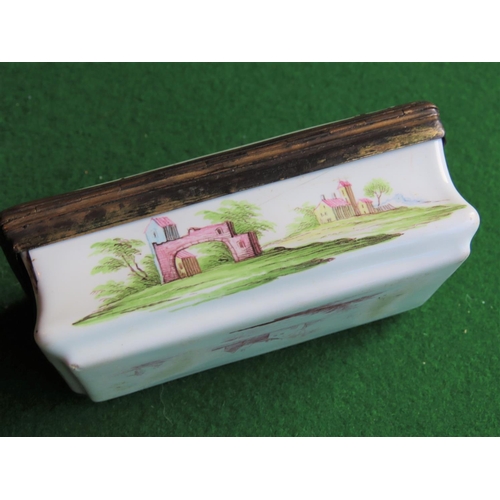 378 - Detailed Porcelain Rectangular Form Box with Ormolu Mounts Approximately 6 Inches Wide