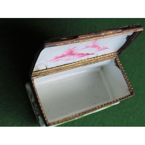 378 - Detailed Porcelain Rectangular Form Box with Ormolu Mounts Approximately 6 Inches Wide