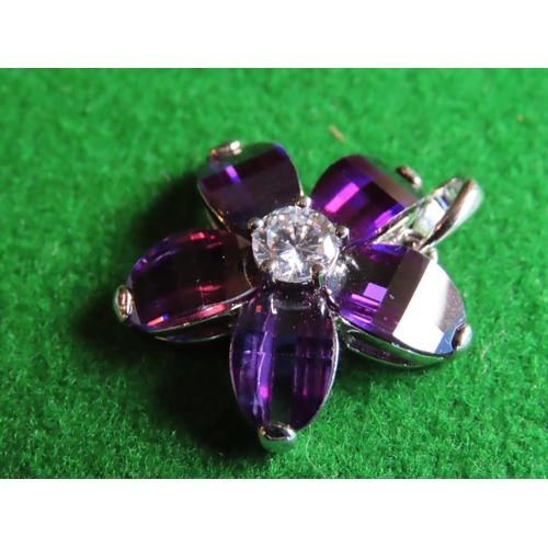 379 - Silver Mounted Ladies Amethyst and Gemset Pendant Approximately 2 Inches Wide