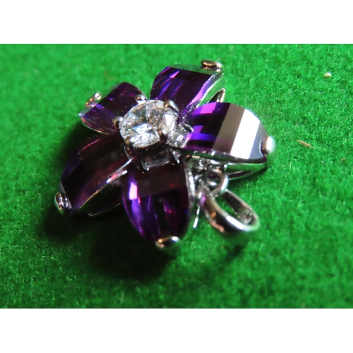 379 - Silver Mounted Ladies Amethyst and Gemset Pendant Approximately 2 Inches Wide