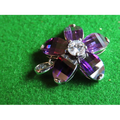 379 - Silver Mounted Ladies Amethyst and Gemset Pendant Approximately 2 Inches Wide