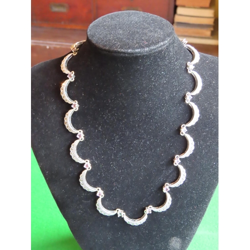 380 - Silver Mounted Marcasite Ladies Necklace of Undulating Form