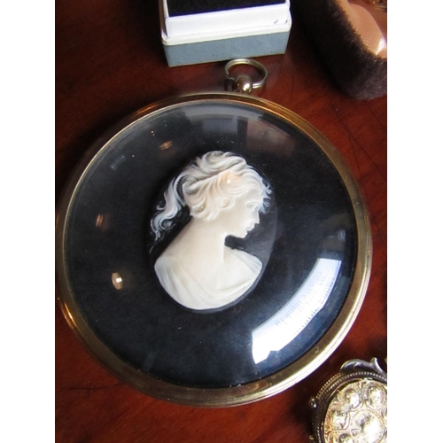 384 - Portrait Miniature Ladies Side Profile and Other Jewellery Quantity As Photographed