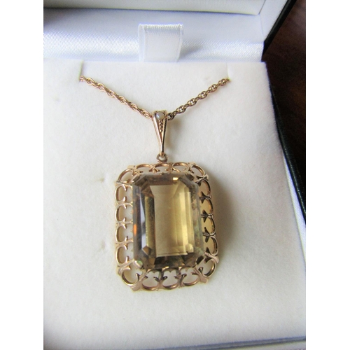 388 - 9 Carat Gold Mounted Citrine Set Pendant Necklace Comprising Rectangular Cut Citrine Measuring 19mm ... 