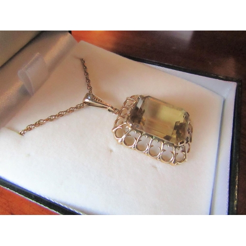 388 - 9 Carat Gold Mounted Citrine Set Pendant Necklace Comprising Rectangular Cut Citrine Measuring 19mm ... 