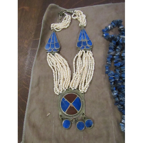 391 - Five Ladies Vintage Necklaces including Lapis Lazuli and Others Attractive Form