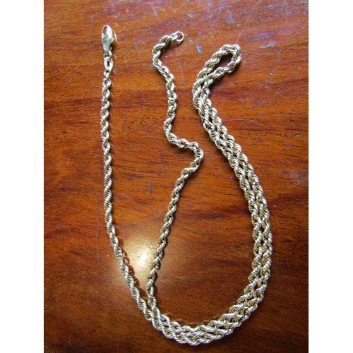 397 - 9 Carat Yellow Gold Rope Link Chain Necklace Lobster Claw and Loop Fastening Approximately 70cm Long