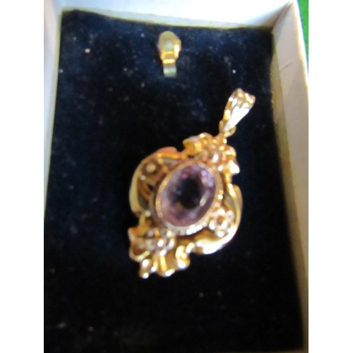 40 - 9 Carat Gold Ladies Pendant Set with Amethyst Stone of Attractive Colour