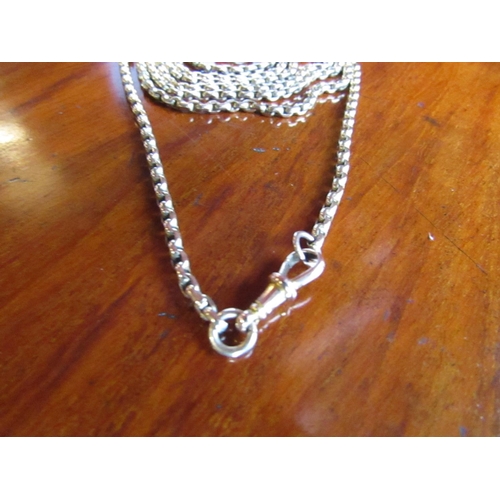 407 - Victorian 9 Carat Gold Guard Chain Belcher Link with Lobster Claw and Loop Fastenings 136cm Long