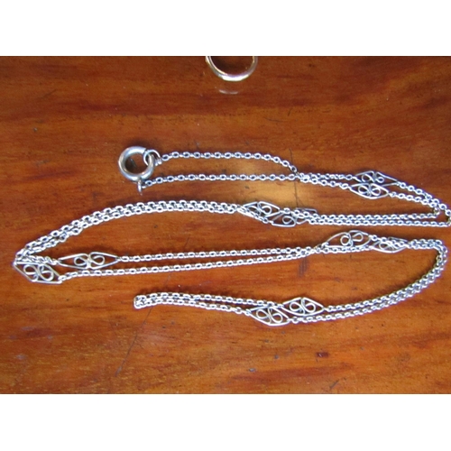 411 - Three Solid Silver Lorgnettes and Glasses and Silver Chain