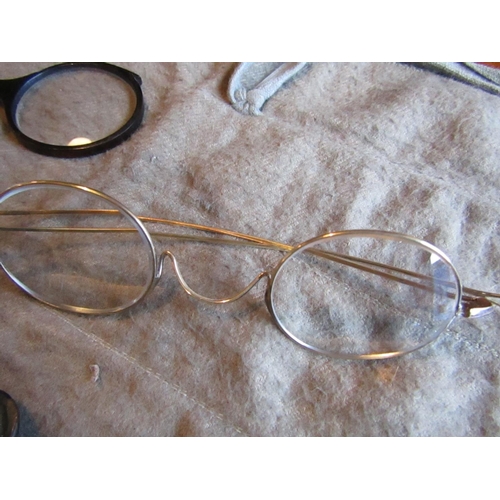 412 - Two Pairs of Silver Mounted Spectacles with Lorgnette Three Items in Lot