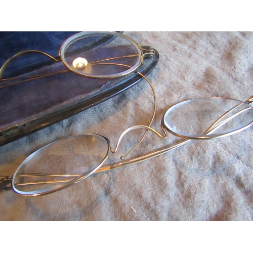 412 - Two Pairs of Silver Mounted Spectacles with Lorgnette Three Items in Lot