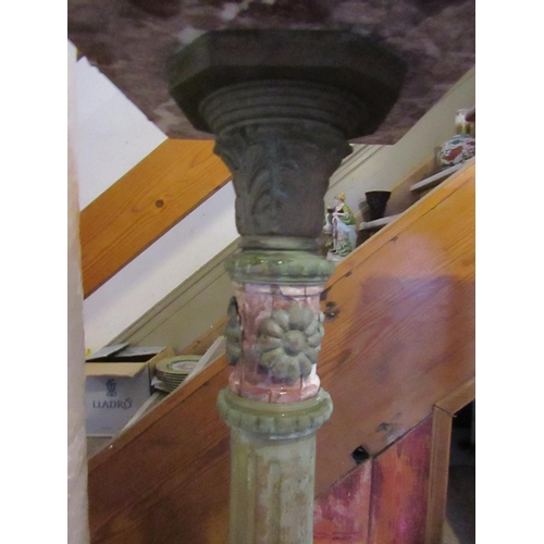 416 - Pair of Rouge Marble Mounted Pedestals Each Approximately 52 Inches High