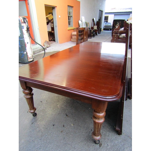 417 - Irish William IV Figured Mahogany Dining Room Table Extending to 18ft Long with Three Large Extra Le... 