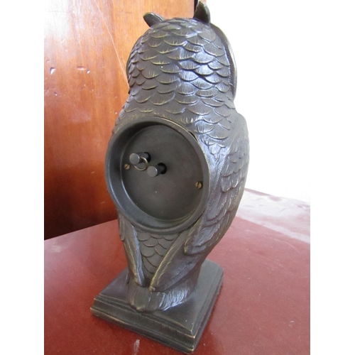 429 - Owl Motif Clock with Decorated Eyes Approximately 8 Inches High