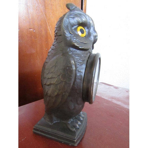 429 - Owl Motif Clock with Decorated Eyes Approximately 8 Inches High