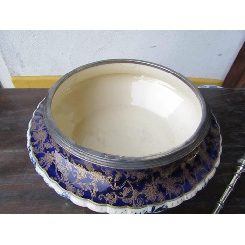 437 - Antique Doulton Fine Porcelain Bowl with Serving Spoons Good Original Condition Bowl Approximately 1... 