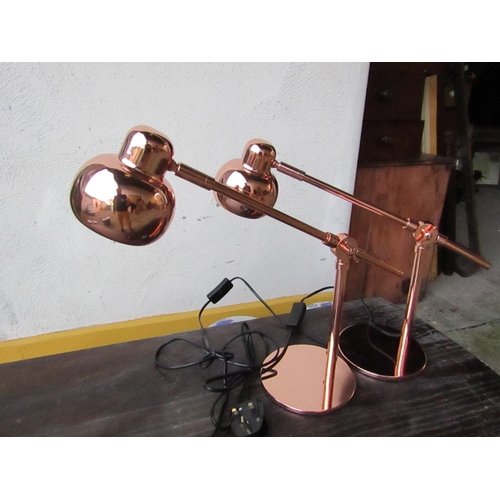 440 - Pair of Copper Mounted Angle Poised Table Lamps Good Original Condition Working Order