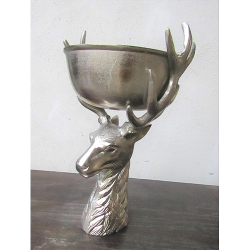 441 - Stag Motif Chrome Plated Ice Bucket Approximately 18 Inches High